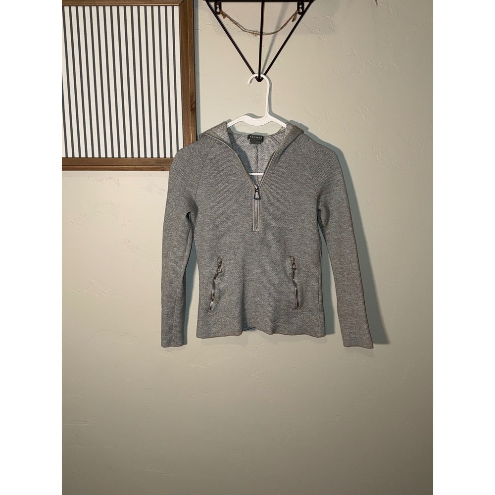 Aether Gray Quarter Zip Hooded Sweater Viscose Blend Size‎ S